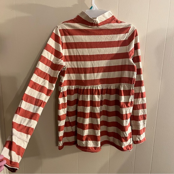 We The Free Free People Red and Tan Striped Turtleneck Peplum Blouse - Picture 3 of 7